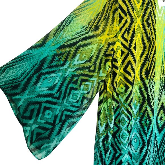 Style & Co Women's Plus Size Tunic Size 3X Green Diamond Flowy Drape Wide Sleeve - Picture 6 of 9